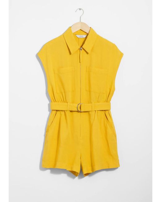 & Other Stories Yellow Utility Playsuit