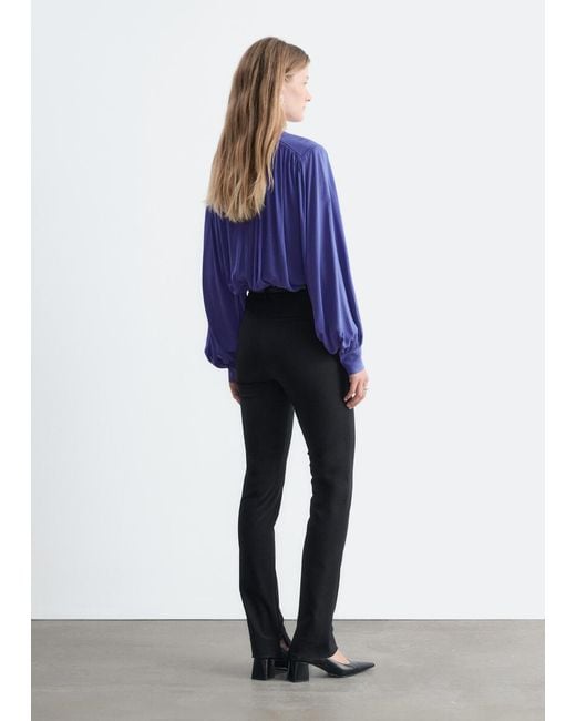 & Other Stories Blue Zip Pocket Tailored Trousers
