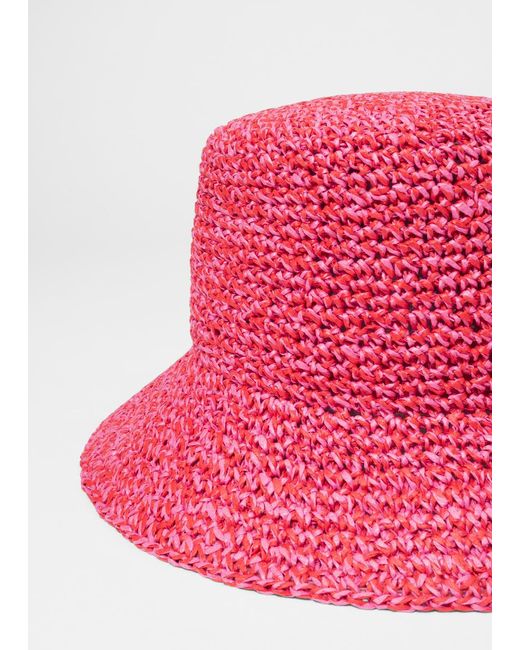 & Other Stories Pink Straw Bucket Hat