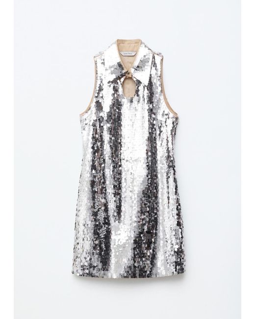 & Other Stories White Keyhole-Collar Sequin Mini Dress