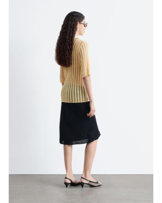 & Other Stories Yellow Open-Knit Polo Top