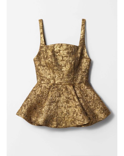 & Other Stories Metallic Jacquard Peplum Top