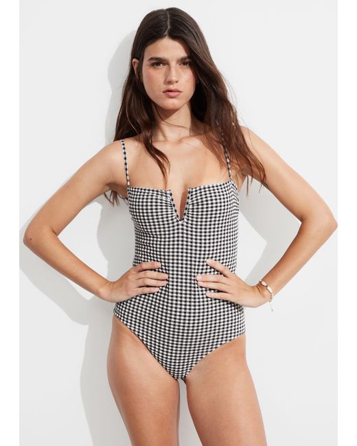 & Other Stories Gray Bandeau Swimsuit