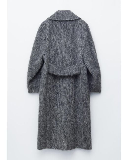& Other Stories Gray Brushed Wool-Blend Coat