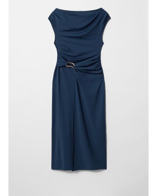 & Other Stories Blue Draped Midi Dress