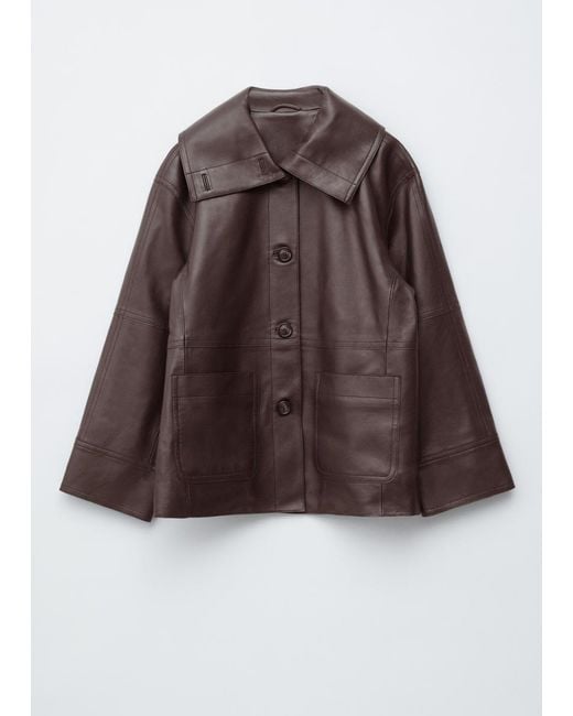 & Other Stories White Boxy Nappa Leather Jacket