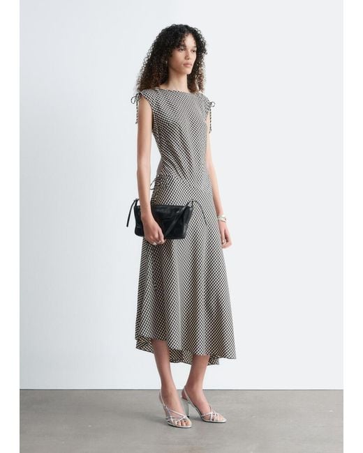 & Other Stories Gray Asymmetric Draped Midi Dress