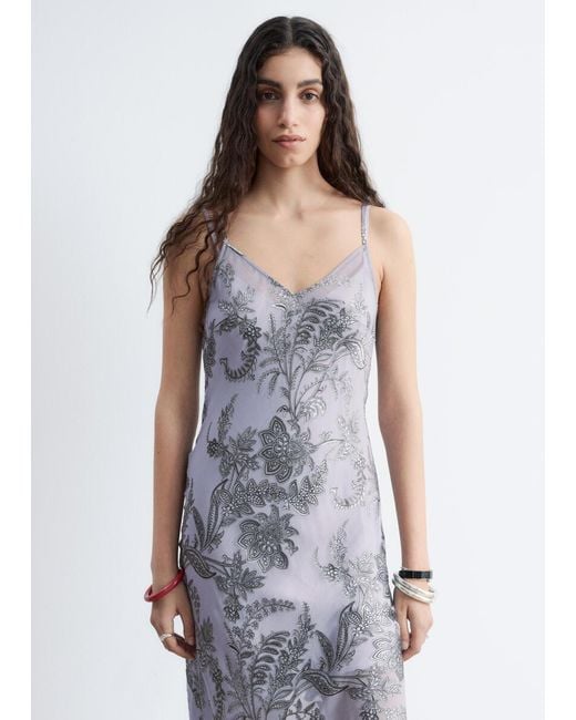 & Other Stories White Floral Strap Midi Dress
