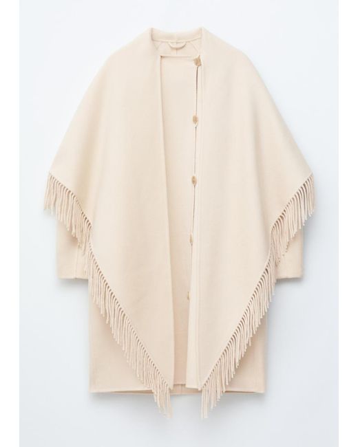& Other Stories White Fringed Shawl Wool Coat