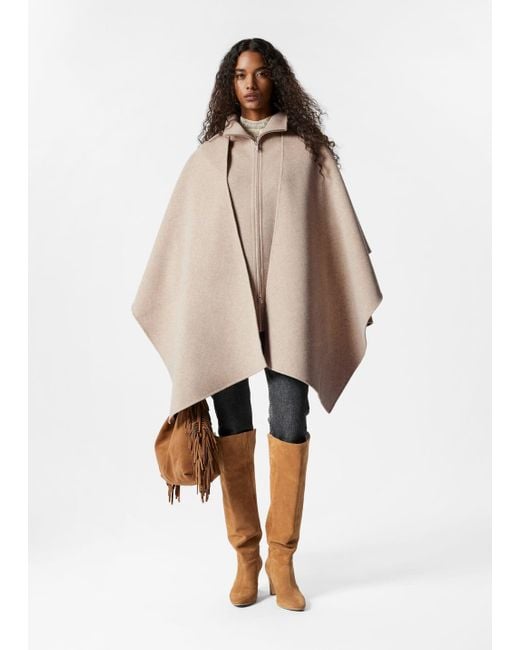 Other Stories Asymmetric Wool Cape in Natural Lyst UK
