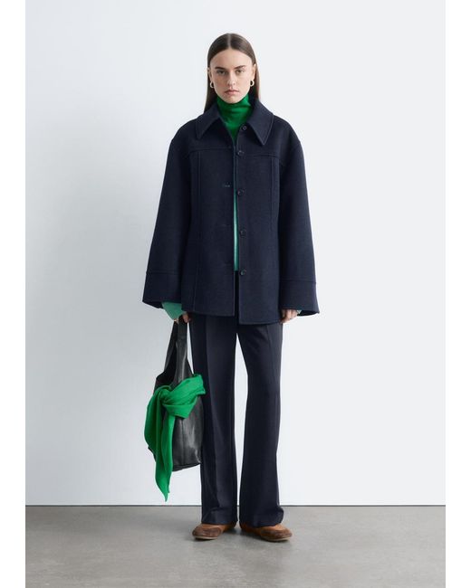 & Other Stories Blue Tapered Wool Jacket