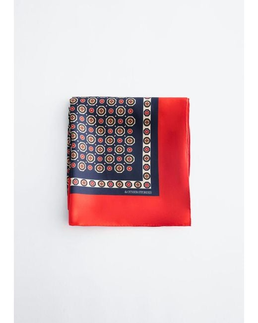 & Other Stories Red Printed Silk Scarf