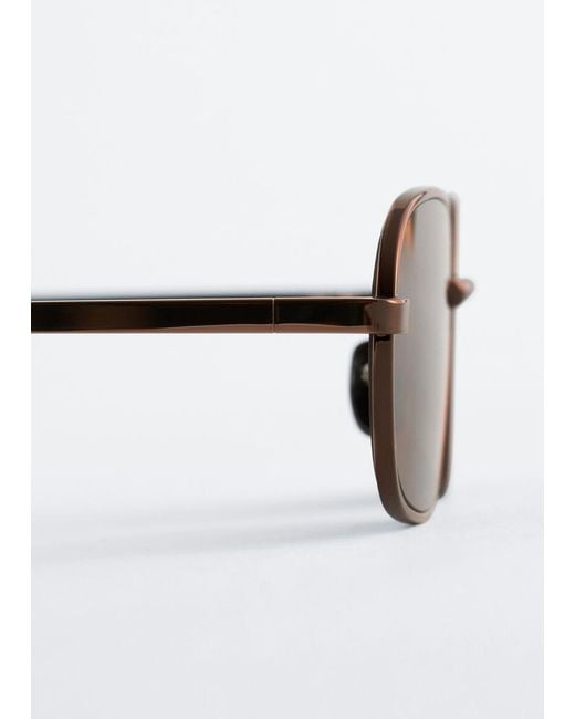 & Other Stories Brown Slim Rectangular Sunglasses