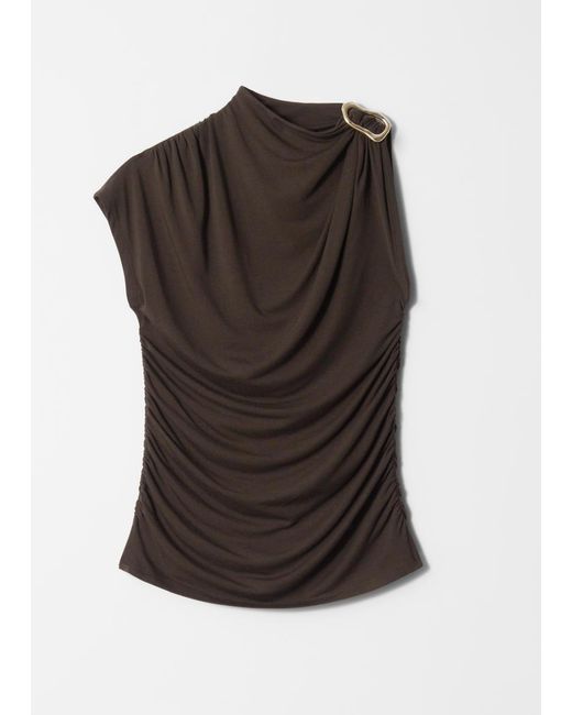 & Other Stories Black Ruche-Buckle Top