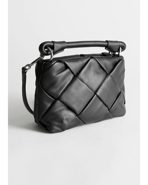 & Other Stories Gray Braided Leather Crossbody Bag