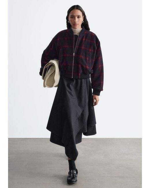 & Other Stories Blue Checked Bomber Jacket