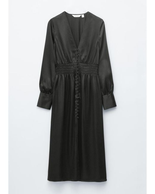& Other Stories White Satin Midi Shirt Dress