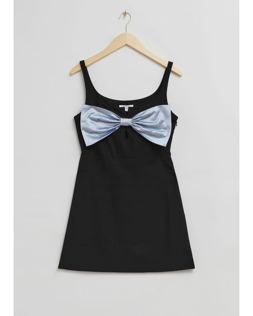 & Other Stories Black Big Bow-detailed Mini Dress