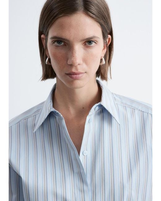 & Other Stories Blue Wrap Shirt Mini Dress
