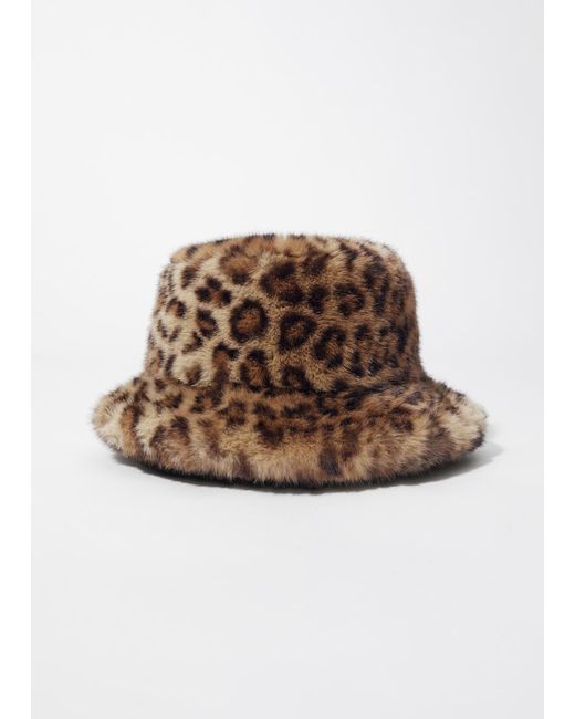 & Other Stories Brown Leopard Faux-fur Hat
