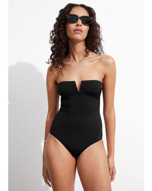& Other Stories Black Sweetheart-neck Swimsuit