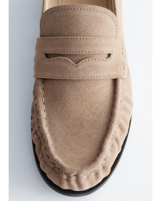 & Other Stories White Leather Penny Loafers