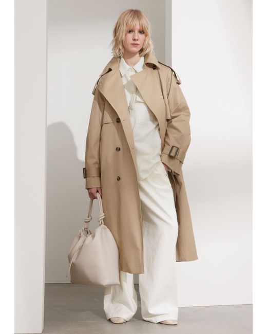 & Other Stories Buckle-belt Trench Coat in Natural | Lyst