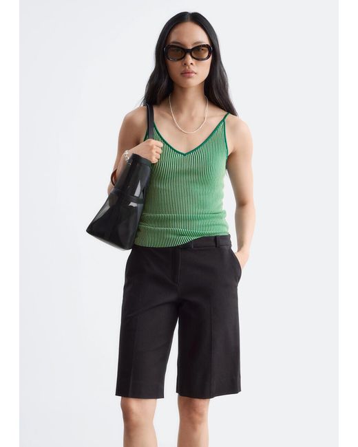 & Other Stories Black Tailored Knee-Length Shorts