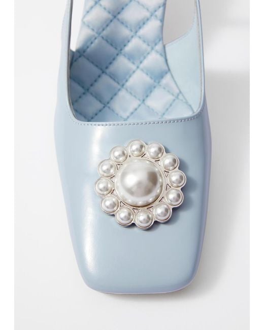 & Other Stories White Glossed-Leather Slingback Pumps