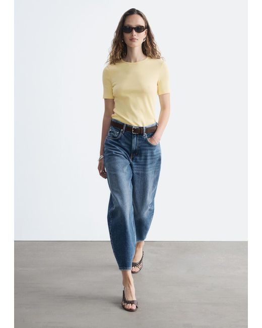 & Other Stories Blue Ribbed T-Shirt
