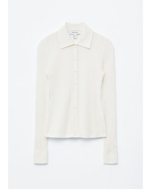& Other Stories White Pointelle Rib Polo Shirt