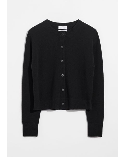 & Other Stories Black Boxy Merino Wool Cardigan