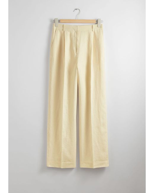 & Other Stories White Wide Linen Trousers
