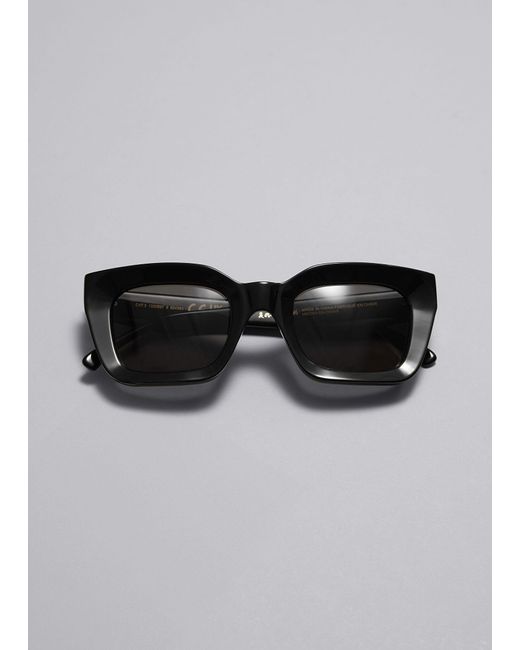 & Other Stories Gray Polarized Rectangular Sunglasses