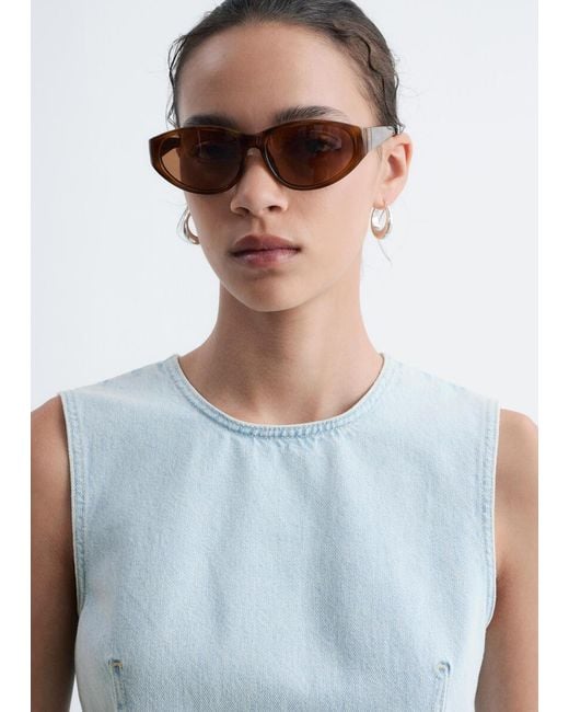 & Other Stories Blue Raw-Edge Denim Top