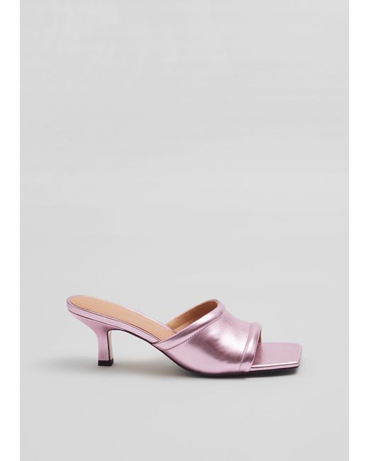 & Other Stories Pink Soft Leather Mules