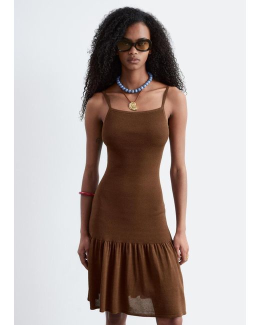 & Other Stories Brown Knitted Midi Dress