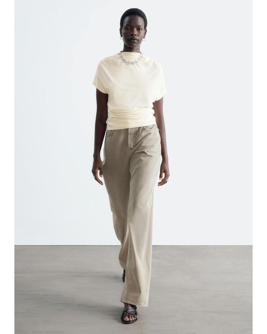 & Other Stories Natural Draped Cowl-Neck Top