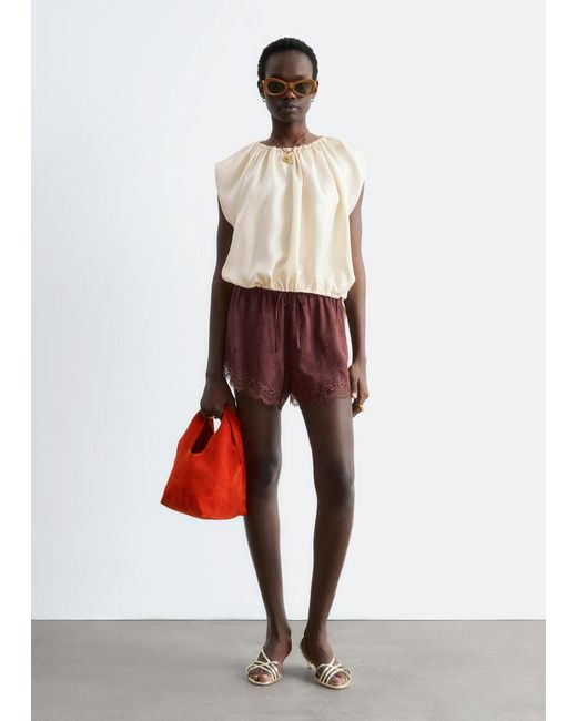 & Other Stories White Drawstring Silk Top