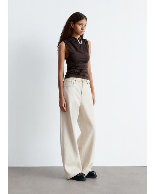 & Other Stories Brown Sleeveless Mock-Neck Top
