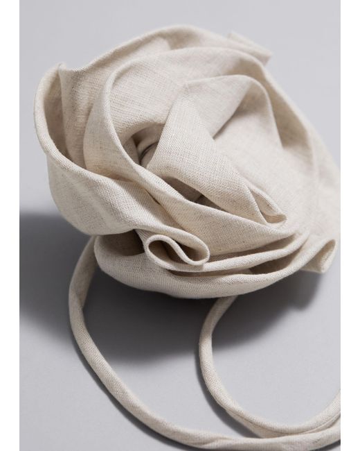 & Other Stories Gray Large Linen Rose Choker