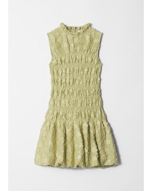 & Other Stories Green Smock Mini Dress
