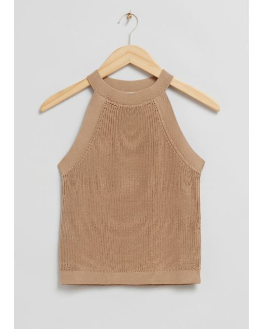 & Other Stories Natural Fitted Halter Knit Top