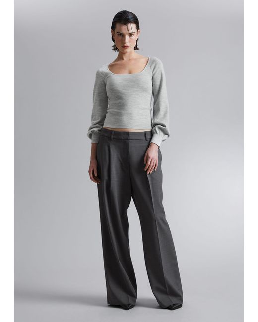 & Other Stories Gray Slim-fit Soft Knit Top