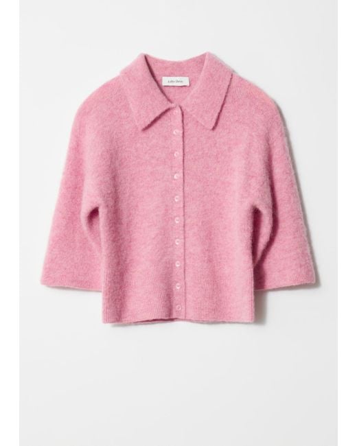 & Other Stories Pink Alpaca-Blend Short-Sleeve Cardigan