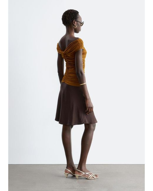 & Other Stories Red Ruched Jersey Top