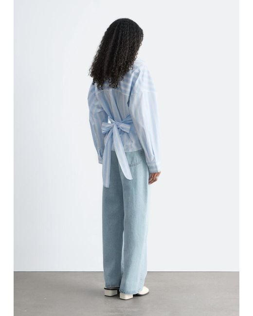 & Other Stories Blue Tie-Waist Cotton Shirt