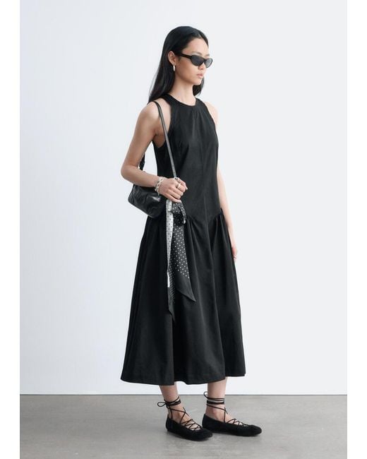 & Other Stories Black Flared Midi Dress