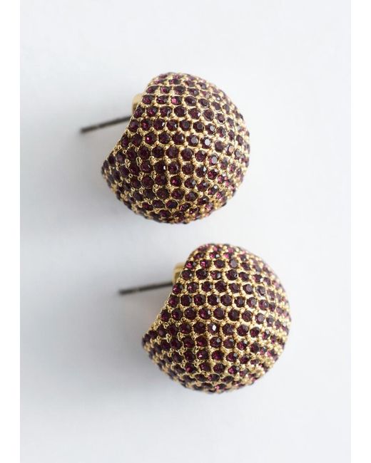 & Other Stories White Rhinestone Sphere Earrings