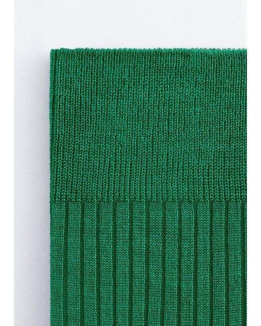 & Other Stories Green Silk-Blend Ribbed Socks